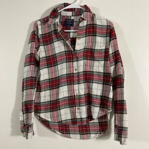 Abercrombie & Fitch Plaid Button Down Shirt Womens S Red White Green